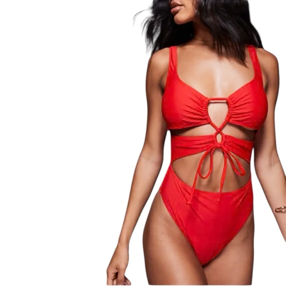 🆕 RED One Piece Bathing Suit Size S